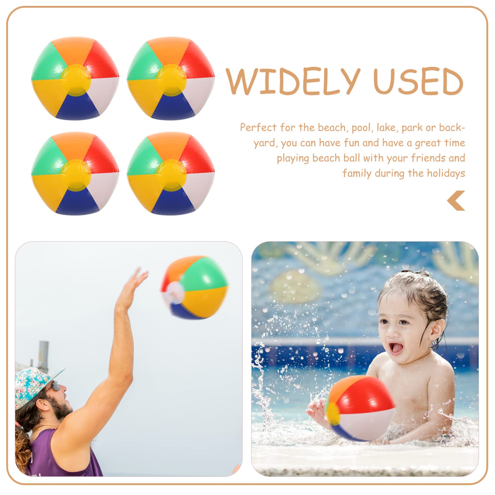 iBasenice 4-Piece Giant Inflatable Beach Ball Set for Kids - Outdoor Pool, Water Play & Jumping Toys - PVC Durable Swimming Pool Floats - Perfect for Beach, Backyard & Summer Parties