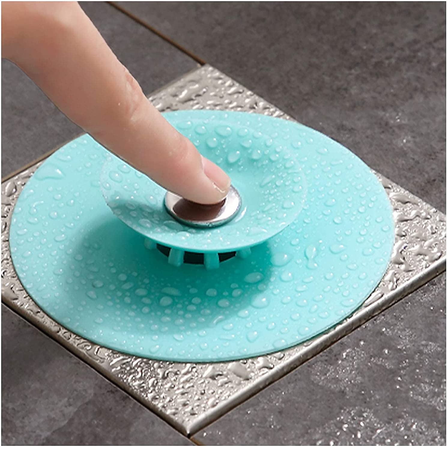 **HENIJ Silicone Sink Stopper & Drain Cover - Hair Catcher for Bathroom, Kitchen, Laundry, and Floor - Durable, Non-Slip, Easy to Clean (4-Pack, Random Colors) - Perfect for Preventing Clogs & Keeping Drains Clean**
