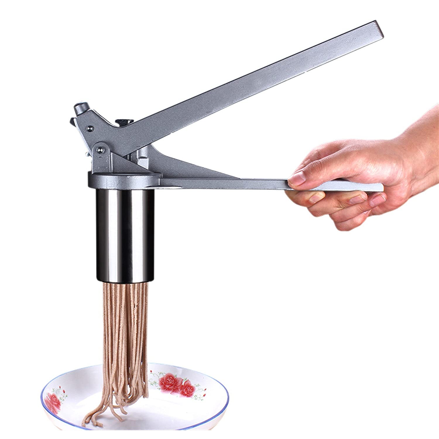 TPCYAN Manual Pasta Maker - Stainless Steel Noodle Press Machine with 7 Molds for Homemade Pasta - Perfect for Italian Cuisine, Ramen & Asian Noodles - Ideal for Home Kitchen & Restaurant Use