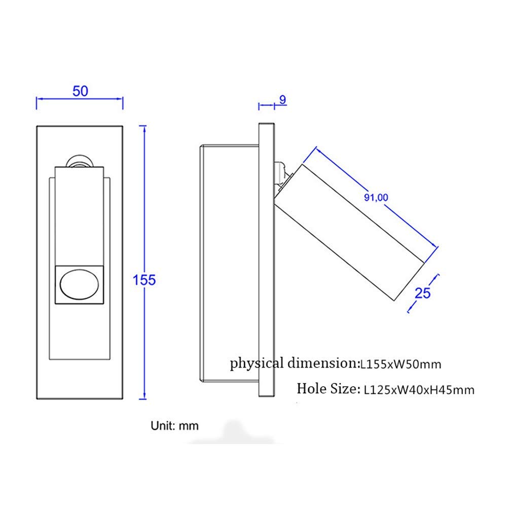 Nordic Minimalist LED Wall Reading Light - 3W Rectangular Wall Mounted Lamp with Switch, Neutral White Light for Bedroom, Hotel & Living Room - Perfect for Night Reading and Ambient Lighting