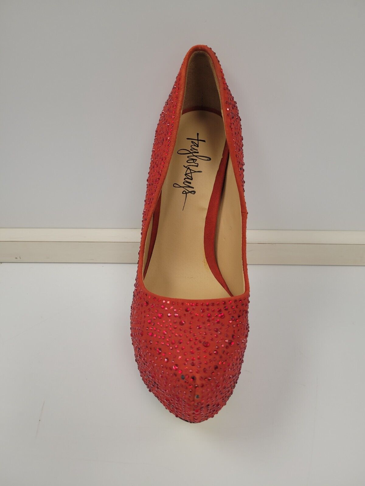 Taylor Red Bedazzled High Heels Size 7.5 US - Perfect for Evening Parties, Prom, and Special Occasions
