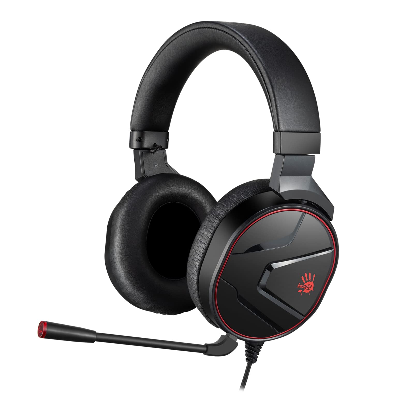 Bloody G600i Wired Gaming Headset with Microphone - 7.1 Virtual Surround Sound, Detachable Noise Canceling Mic, Memory Foam Earpads - Over-Ear Headphones for Xbox, PS4/5, Nintendo Switch, PC (Black) - Perfect for Competitive Gaming, Streaming & Online Chat