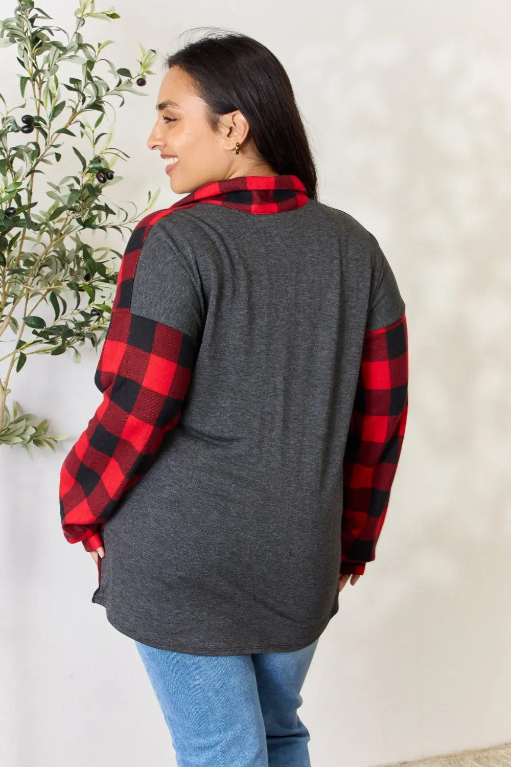Heimish Full Size Plaid Button Down Shacket for Men & Women - Cozy Fleece Lined Overshirt Jacket for Fall, Winter & Outdoor Activities