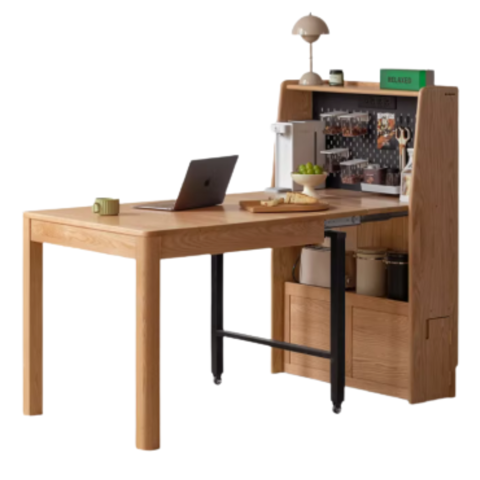 42.2–80.1×33.1×47.6 inch / 107.2–203.4×84×121 cm / Natural Wood Color / Extendable Dining Table