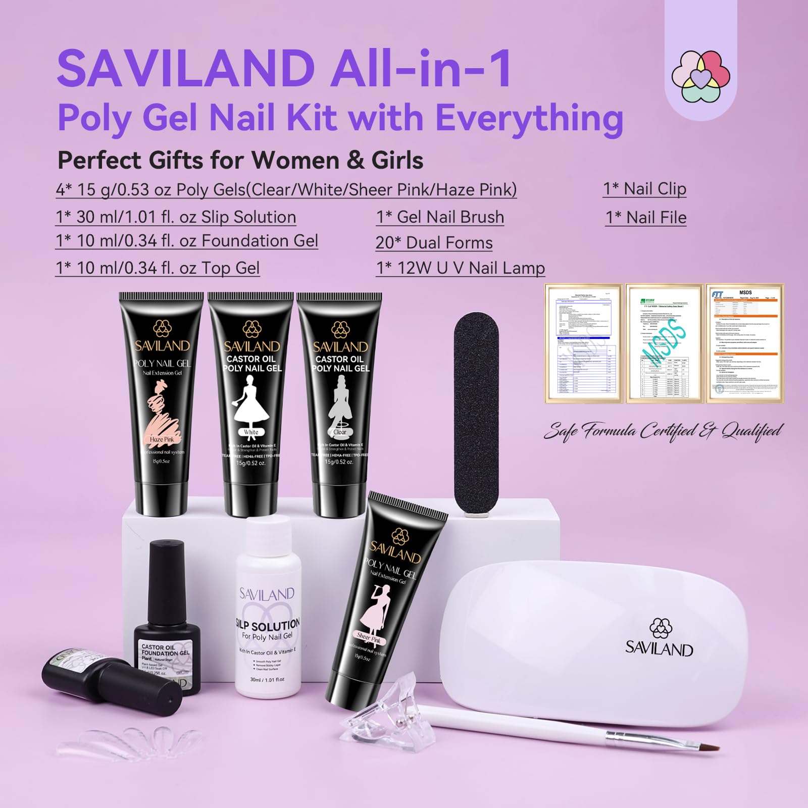 Saviland Poly Nail Gel Kit - Professional Starter Nail Art Supplies for Women | DIY Manicure, Salon-Quality Nails at Home, Perfect for Beginners & Nail Art Enthusiasts
