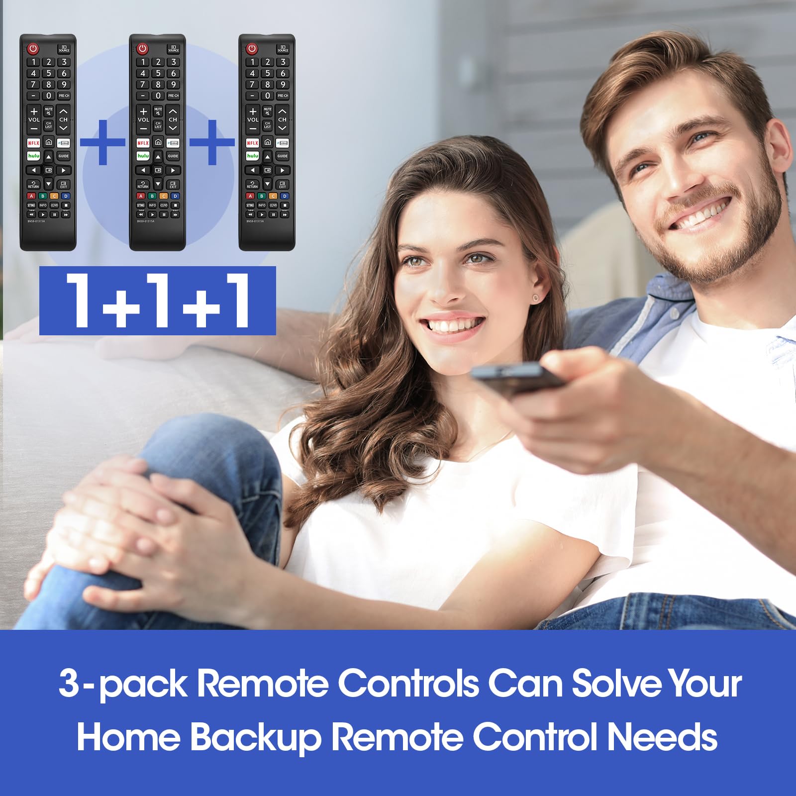 3-Pack Universal Samsung TV Remote Replacement - Compatible with All Samsung Smart, LCD, LED, 3D & HDTV Models (Perfect for Living Room, Bedroom & Home Theater Setup)