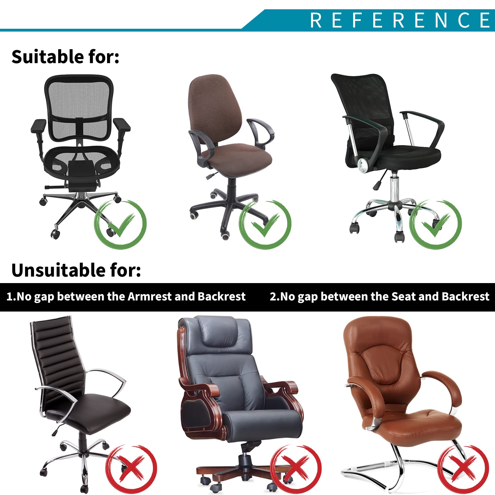 Stretchable Office Chair Cover with Armrest - Universal Fit for Desks & Rotating Chairs (Black) - Home & Office Use