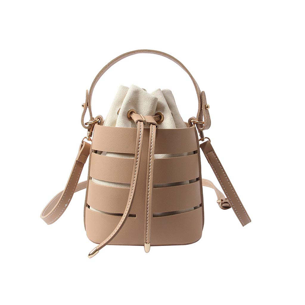 Women's Mini PU Leather Crossbody Bag - Leftside Drawstring Bucket Shoulder Bag for Women, Fashionable Pure Color Handbag | Perfect for Daily Use, Work, Travel & Shopping