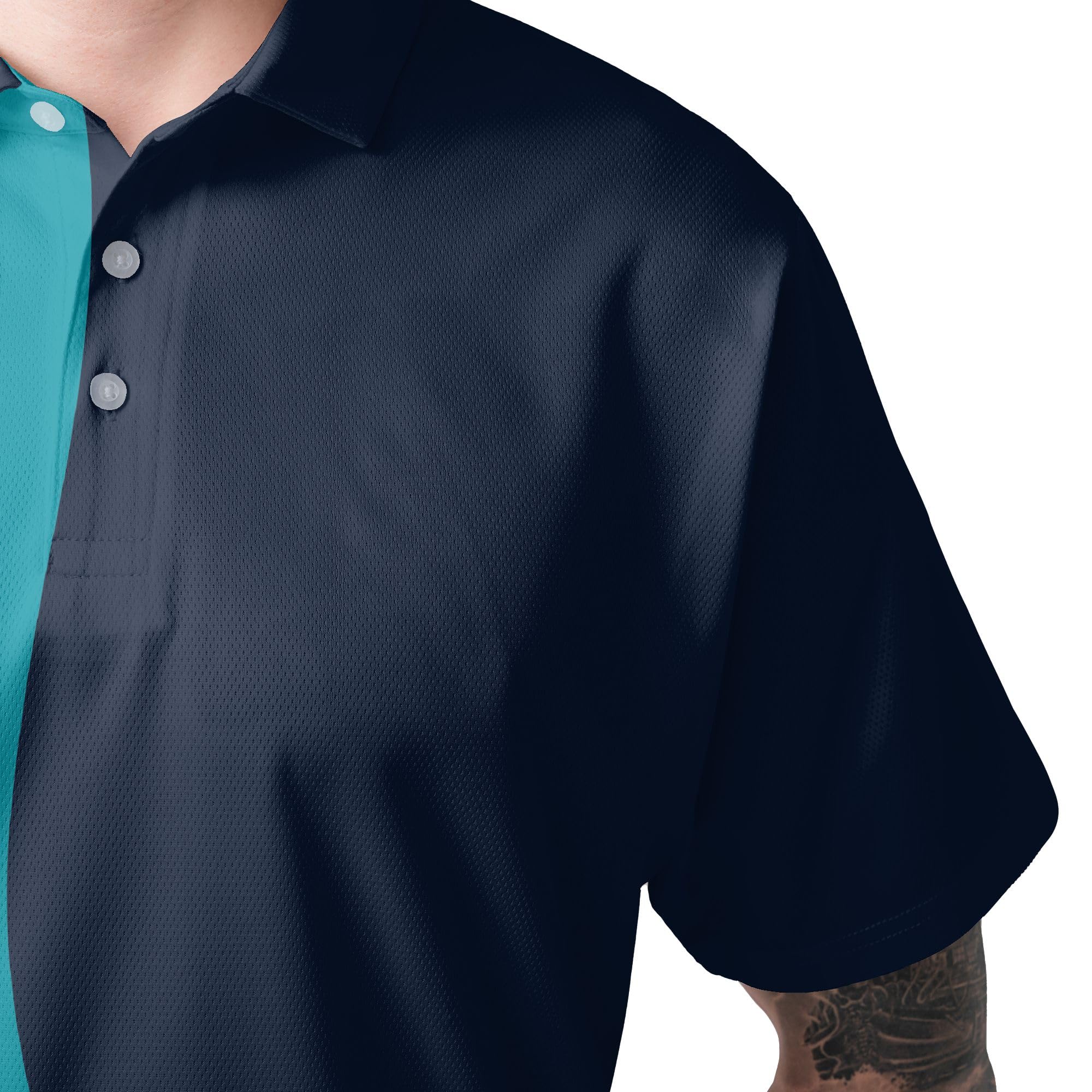 HYPERFAVOR Men's Smart Golf Polo Shirt - Breathable Short Sleeve Performance Shirt in Golf Blue & Navy | Perfect for Golf Courses, Country Clubs & Casual Wear