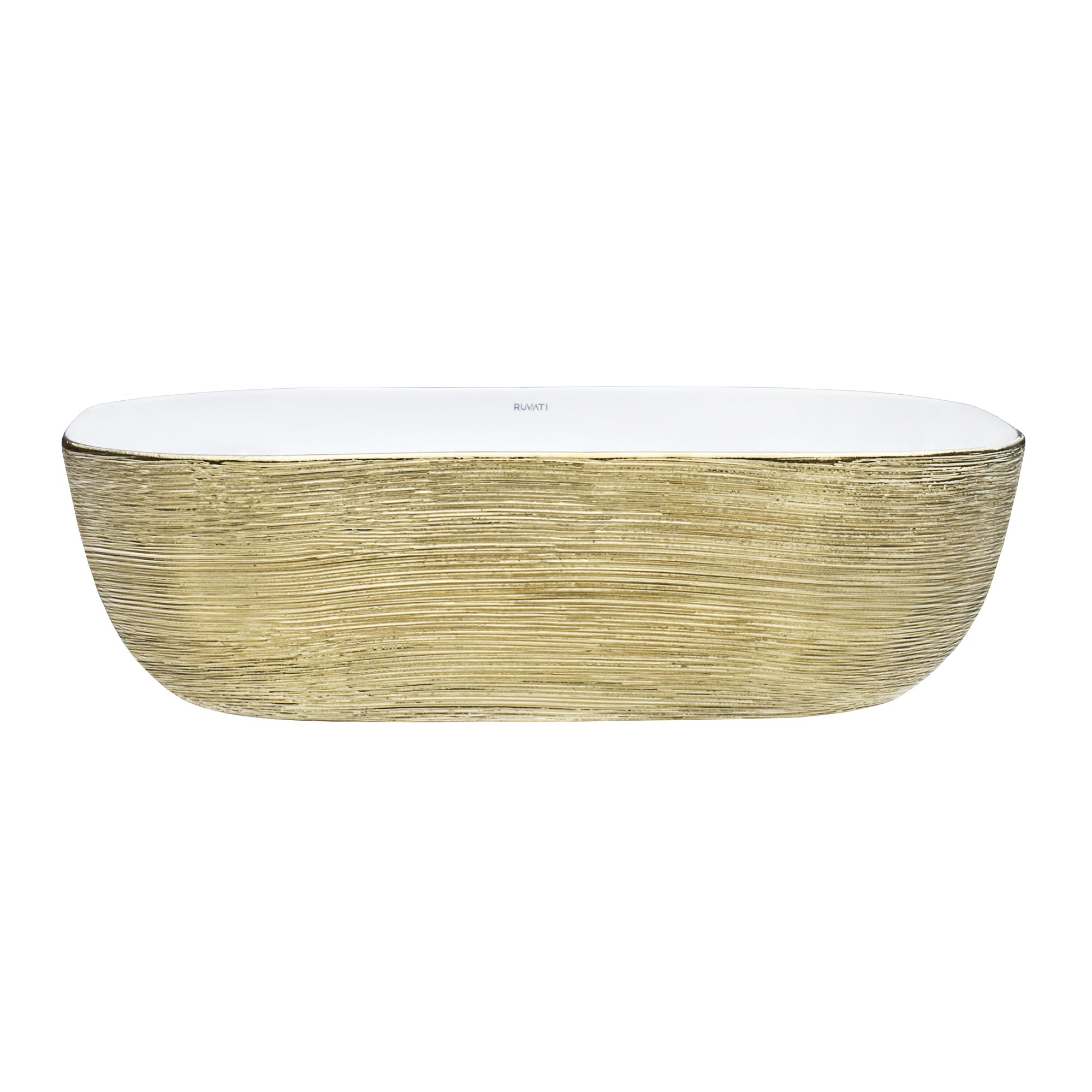 20 x 16 Inch Gold Decorative Ceramic Vessel Sink for Bathroom Vanity - Modern Above Counter White Art Sink - Perfect for Master Bath, Powder Room, and Luxury Home Decor