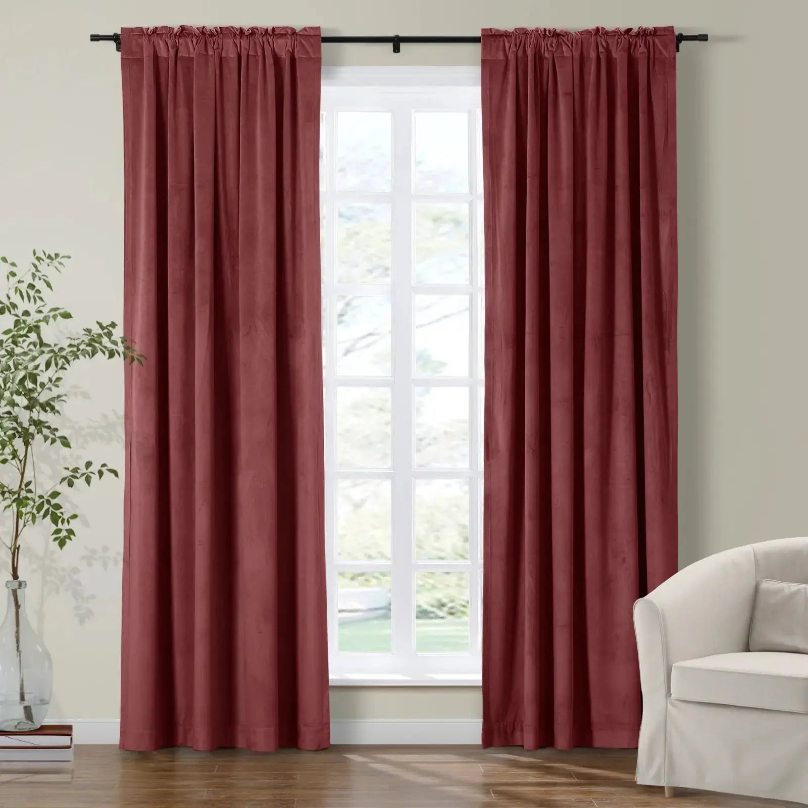 Luxury Birkin Velvet Curtains - Soft Blackout Drapes for Living Room & Bedroom - Premium Soundproof Thermal Insulated Window Treatments for Home Decor