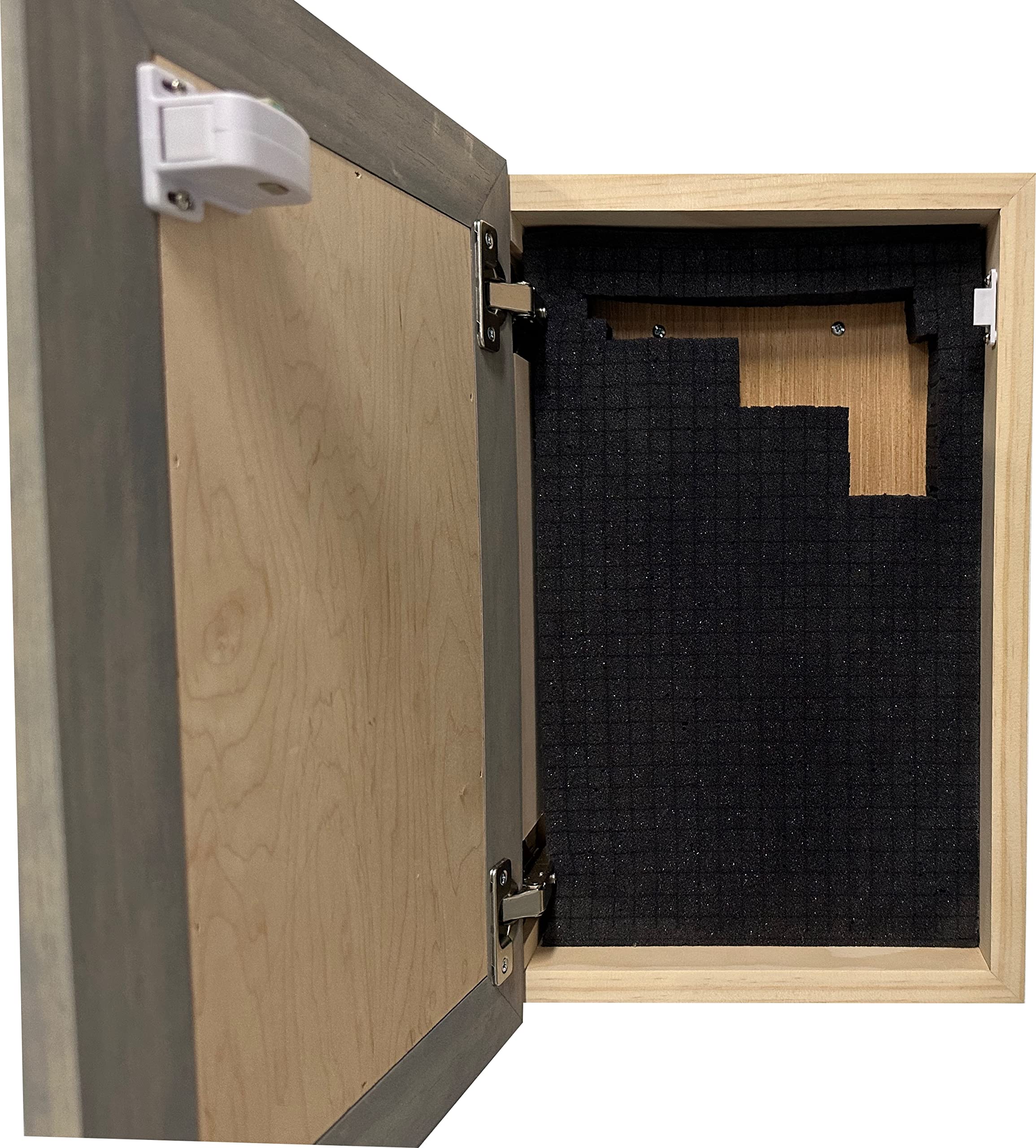 Bellewood Designs Hidden Gun Storage Cabinet with Tree of Life - Concealed Firearm Safe for Home & Office Security (Gray)