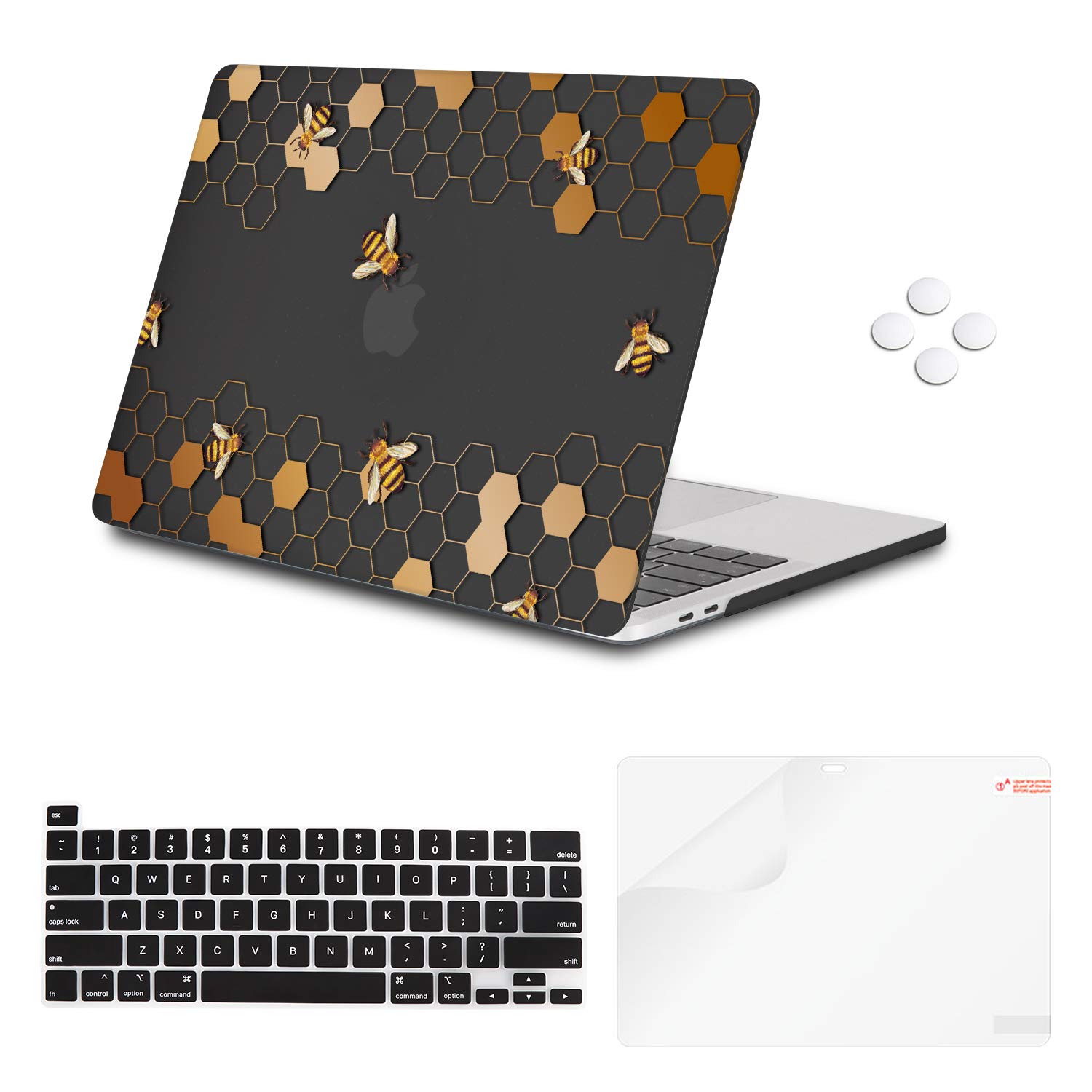 Slim Protective Case for MacBook Pro 16 Inch 2019 (A2141) with Keyboard Cover & Screen Protector | Compatible with Touch Bar & Touch ID | Honeycomb Design | Perfect for Office, Travel & Home Use