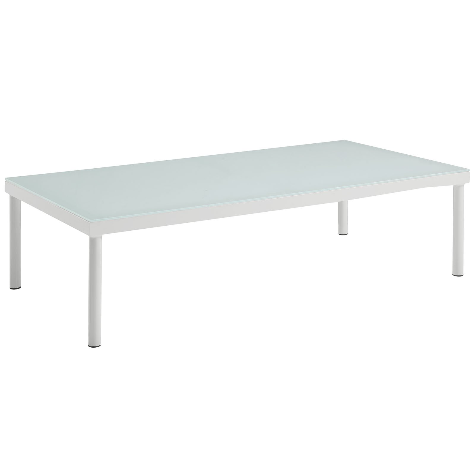 Modway EEI-2605-WHI White Aluminum Outdoor Coffee Table - Weather-Resistant Patio Furniture for Garden, Poolside & Backyard Relaxation