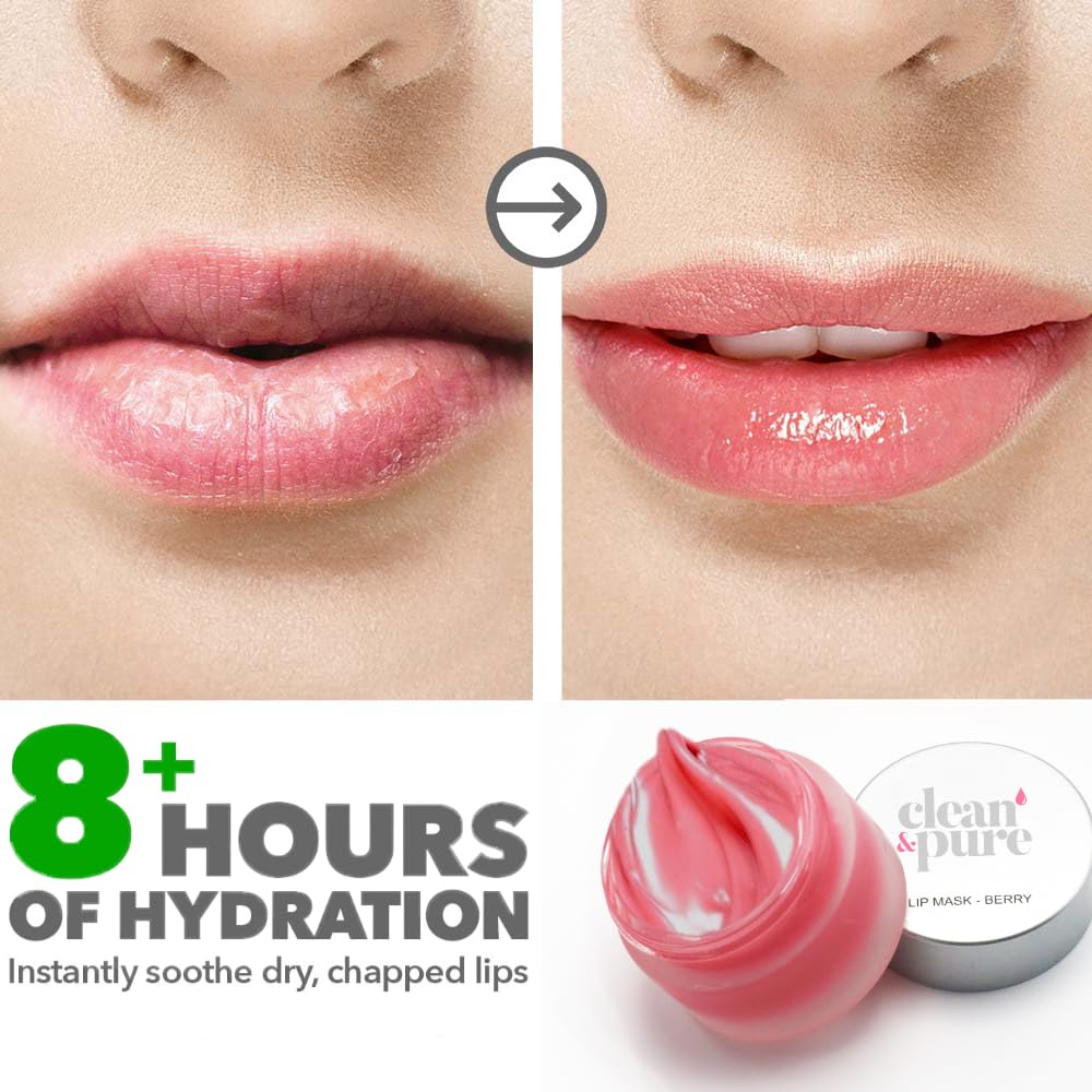 Berry Lip Sleeping Mask - Overnight Hydrating & Plumping Lip Treatment with Collagen Boost - Restore & Moisturize Dry, Chapped Lips - Perfect for Nighttime Lip Care & Winter Lip Protection