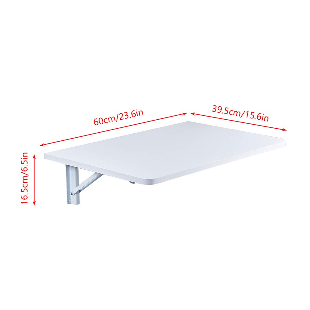 Wall-Mounted Drop-Leaf Folding Table - Space-Saving Kitchen & Dining Desk, Floating Computer Workstation for Home Office, Small Apartments, and Compact Spaces
