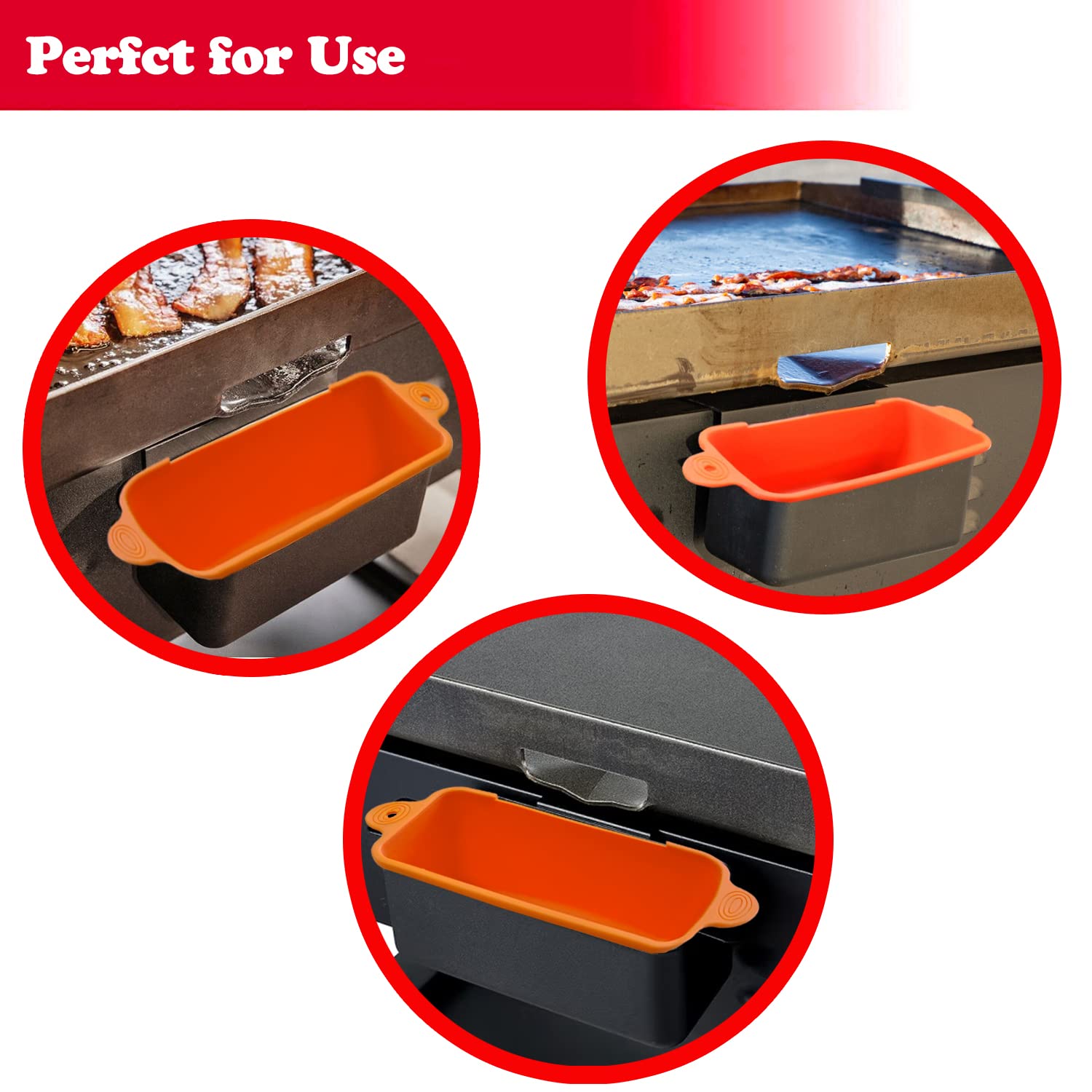 2 Pack Reusable Silicone Grease Cup Liners for Blackstone 36/28/22/17 Inch Griddles - Eco-Friendly Replacement for Aluminum Foil Drip Trays, Orange (Perfect for Outdoor BBQs, Camping & Backyard Cooking)