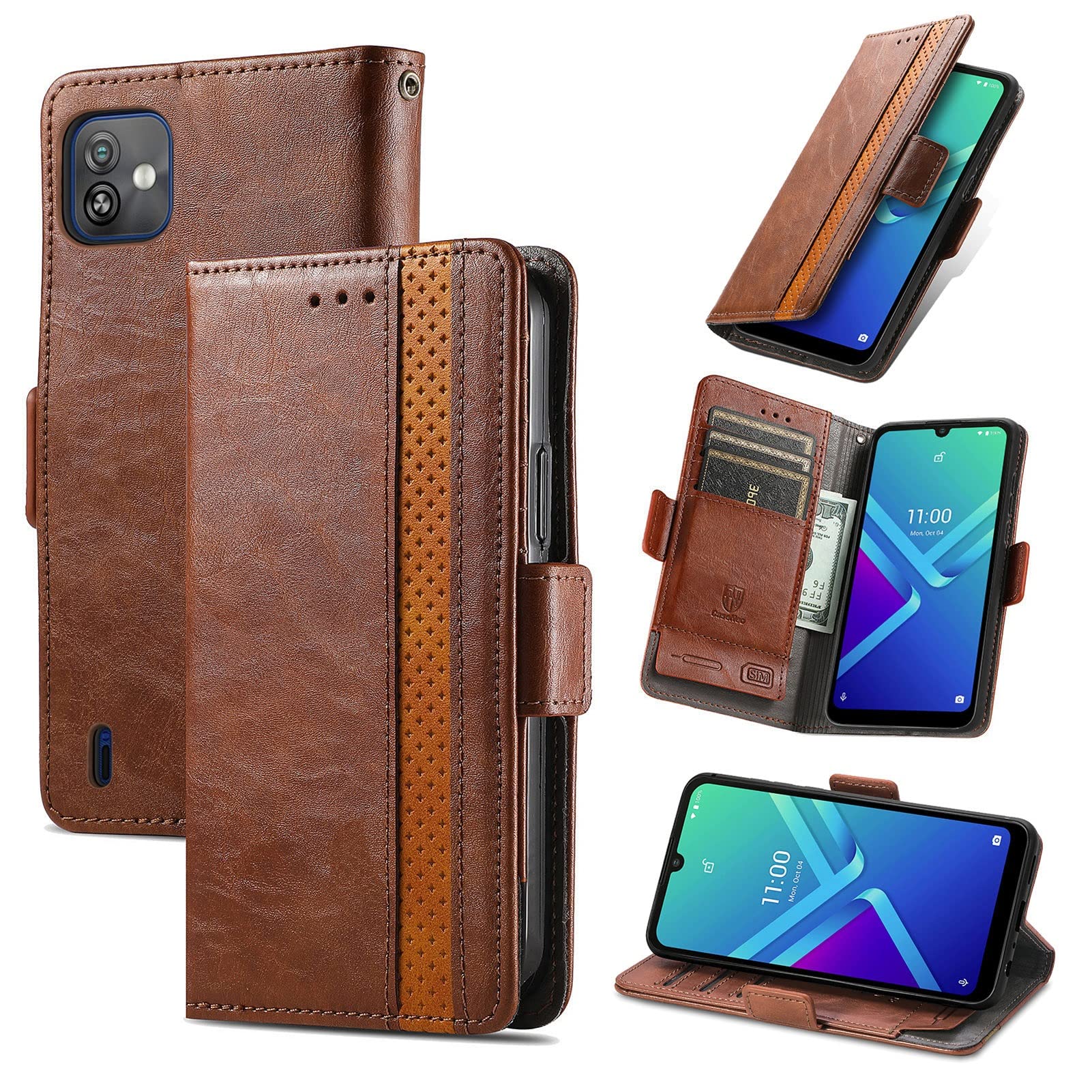 Premium PU Leather Flip Wallet Case for Wiko Y82 - Slim Protective Phone Cover with Card Slots | Dark Brown | Perfect for Business, Travel & Everyday Use