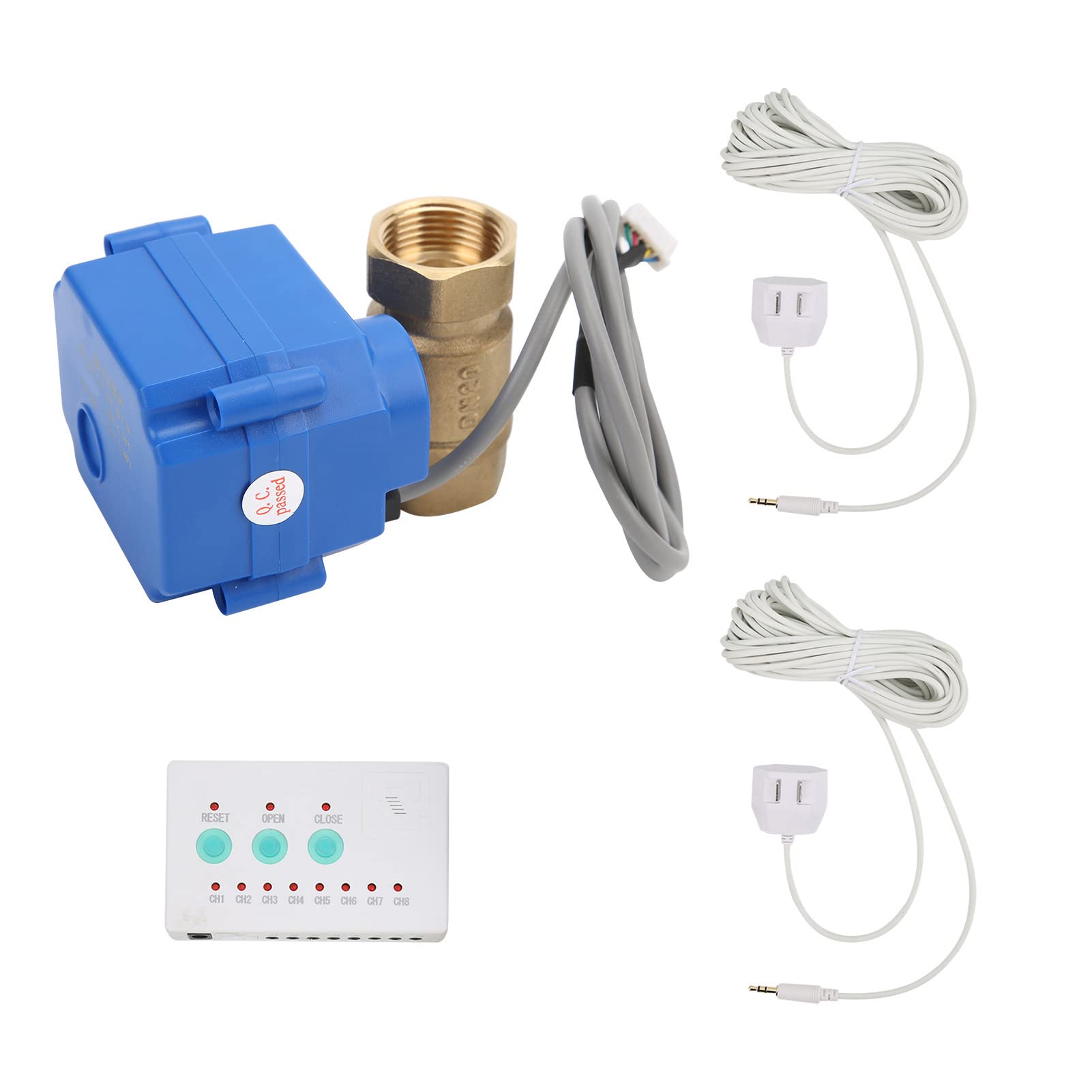 Water Leak Detector Alarm Sensor with DN20 Electric Ball Valve - Smart Home Leak Detection System Kit for Basement, Bathroom & Kitchen Protection