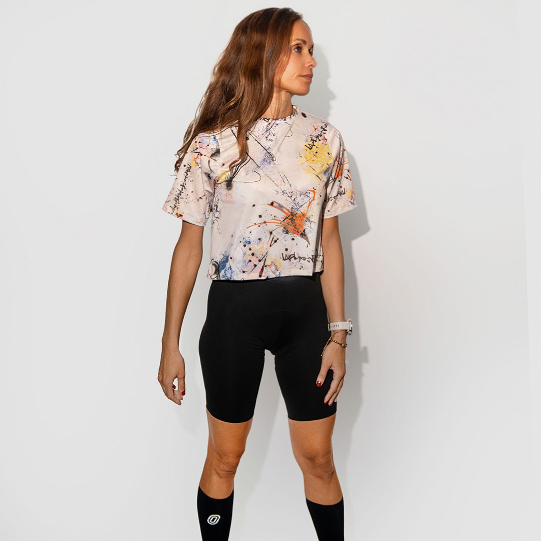 Overspray Women's Crop Top - Trendy Short Sleeve Casual Shirt for Summer Outfits, Beachwear & Street Style Fashion