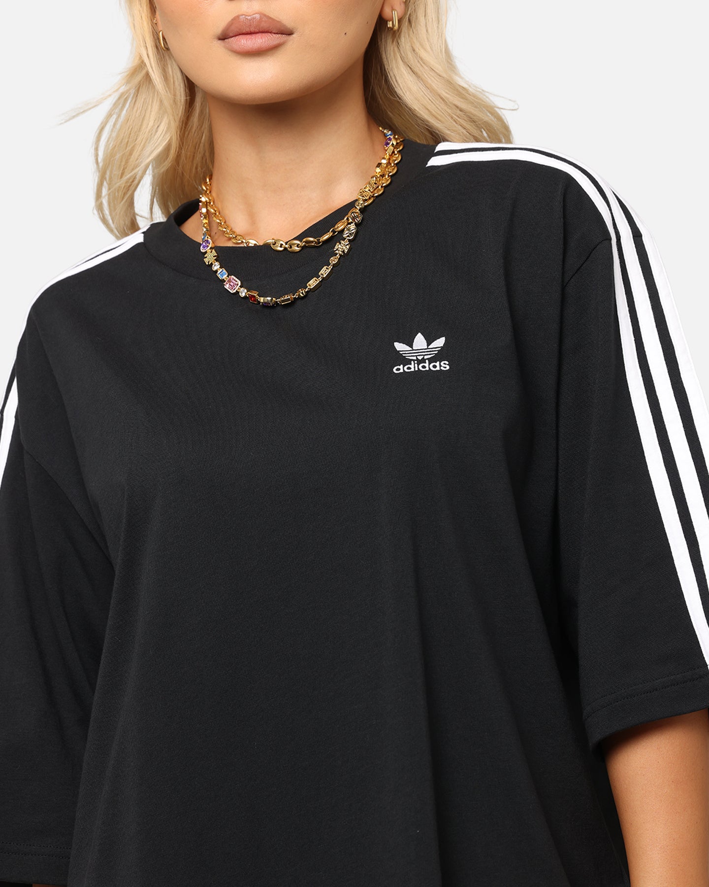 Adidas Oversized T-Shirt for Men - Black Cotton Casual Tee for Streetwear & Everyday Comfort