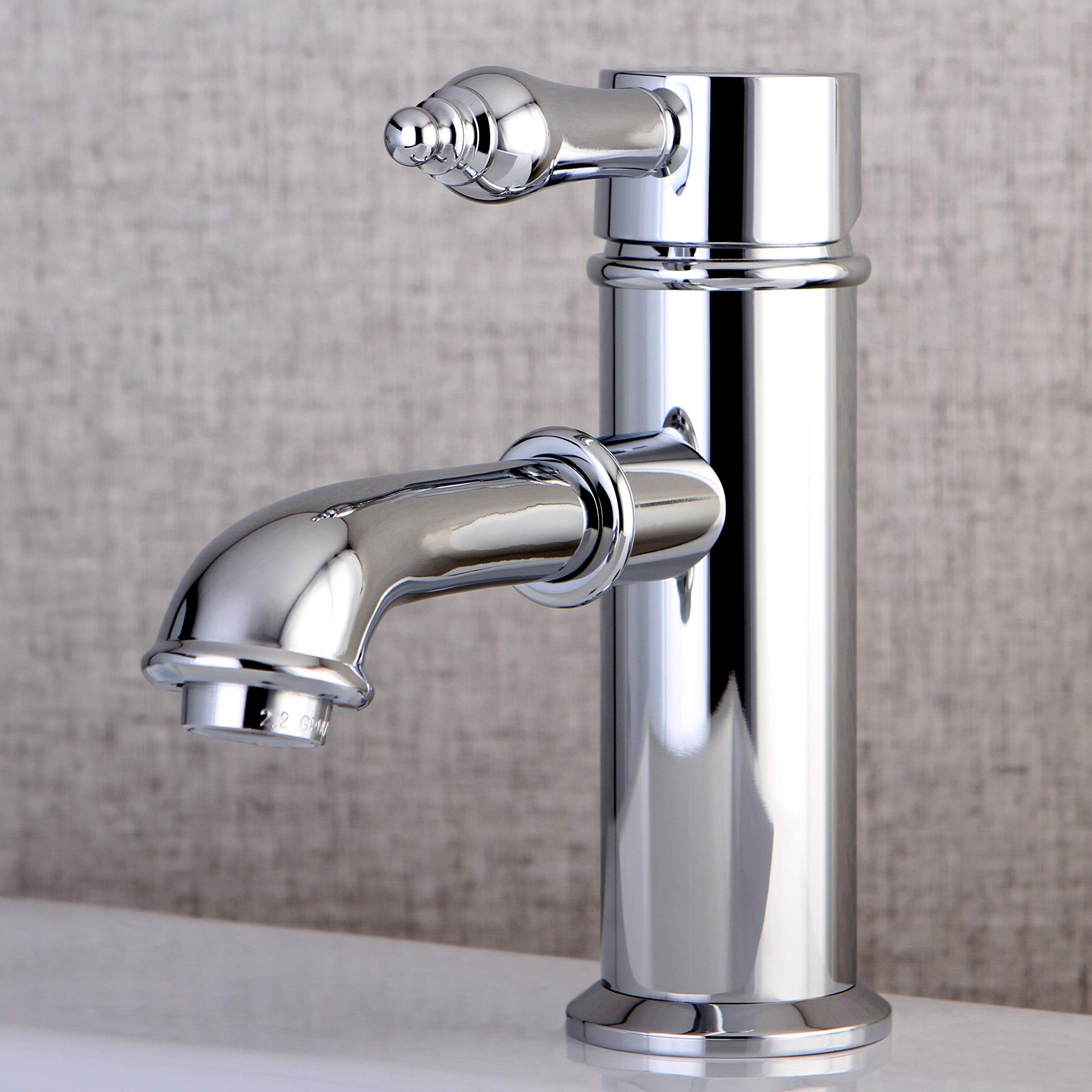 Kingston Brass Single-Hole Chrome Bathroom Sink Faucet with Silver Porcelain Lever Handle - Modern Waterfall Spout for Vanity, Powder Room & Guest Bath Installation