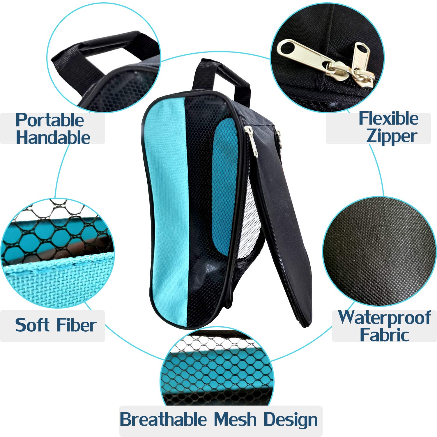 **Waterproof Golf Shoe Bag for Men & Women - Zippered Travel Sports Shoe Organizer (Sky Blue) - Perfect for Golf Courses, Gym Locker & Airplane Travel**
