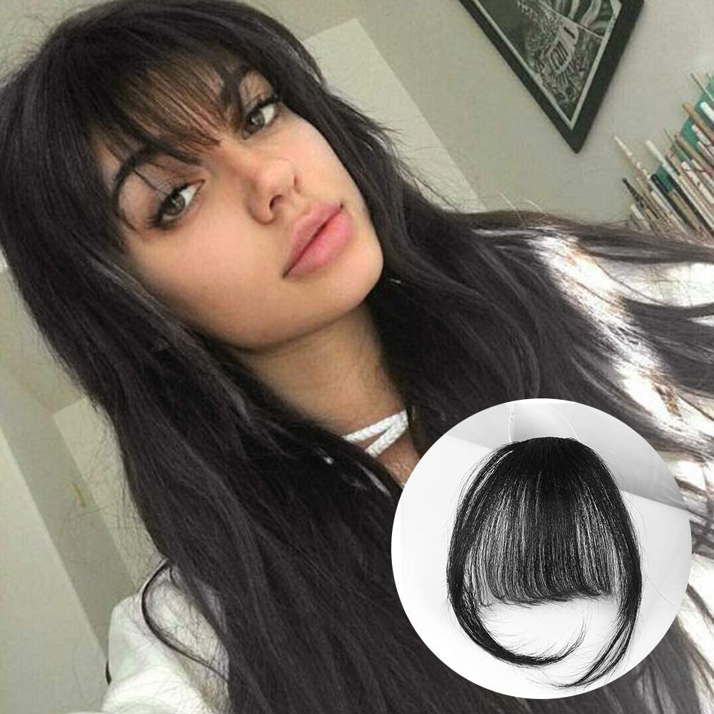 Flushia Clip-In Hair Bangs Extension - Natural Brown Fringe for Women & Girls | Easy Clip-On Front Hair Piece for Instant Volume & Style | Perfect for Parties, Cosplay & Everyday Wear