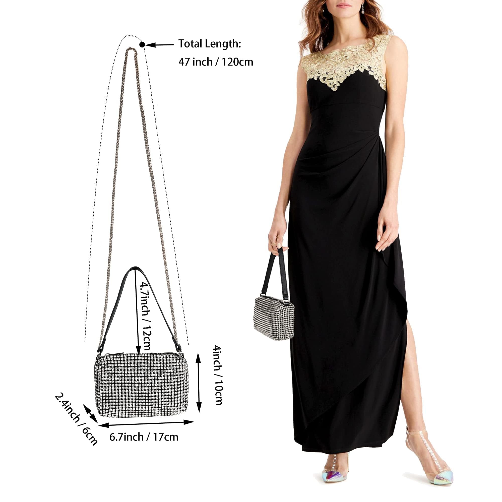 Sparkling Rhinestone Crossbody Bag for Women - Elegant Evening Clutch & Shoulder Purse for Parties, Weddings & Special Occasions | Perfect for Prom, Cocktail Events & Date Nights