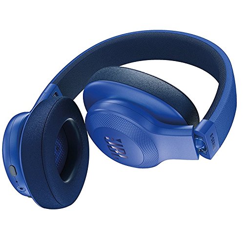 JBL E55BT Wireless Bluetooth Over-Ear Headphones with Mic - Blue (Renewed) - Perfect for Travel, Workouts & Home Entertainment