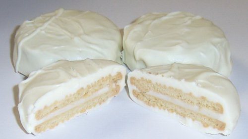Scott's Cakes White Chocolate Covered Golden Sandwich Oreos - 1 Pound Bulk Pack in Resealable Plastic Deli Container | Perfect for Parties, Gifts & Dessert Platters