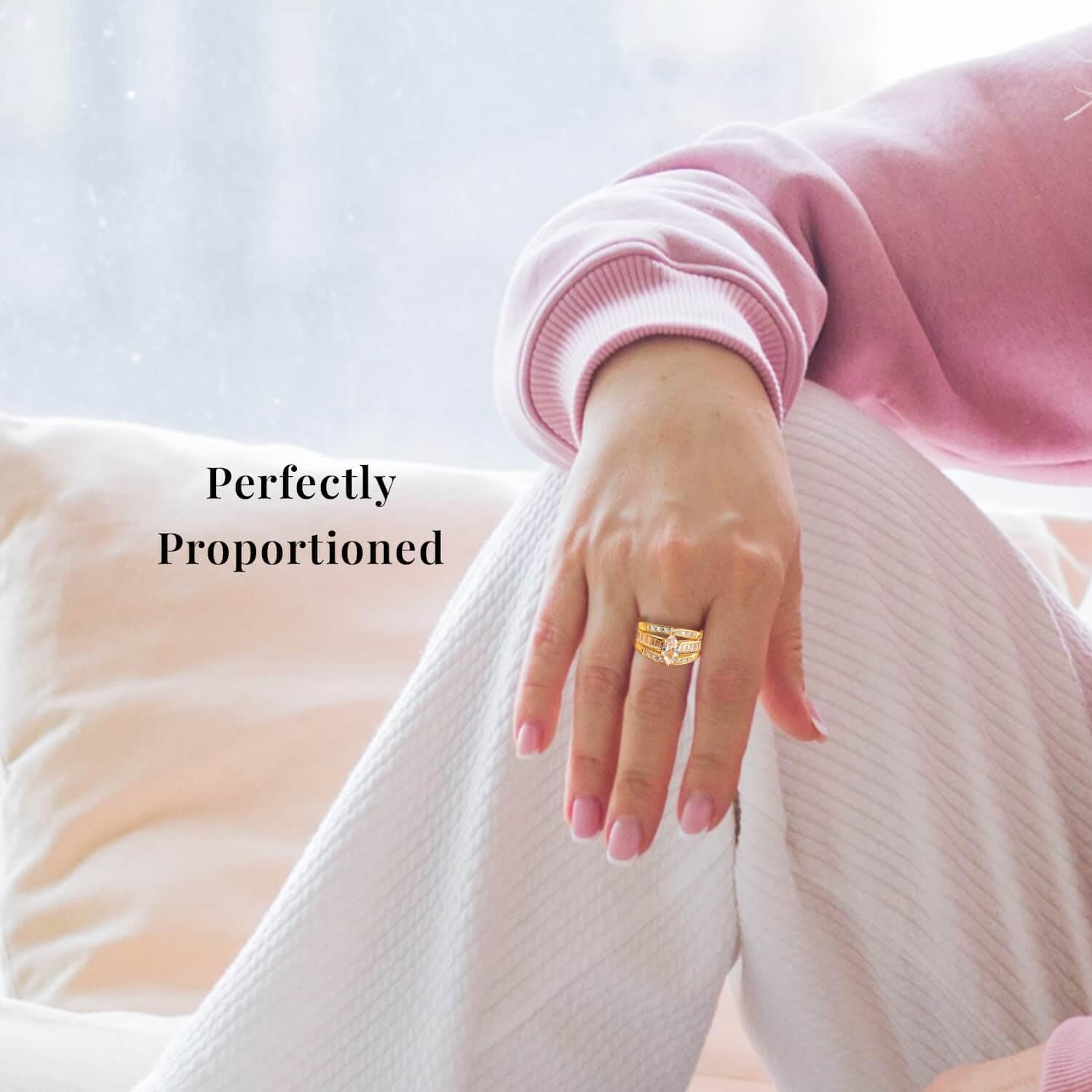 925 Sterling Silver Cubic Zirconia 3-Row Promise Ring for Women - 14K Yellow Gold Plated, Elegant Band Jewelry | Perfect Birthday Gift, Anniversary Present & Romantic Keepsake | Ideal for Weddings, Engagements & Special Occasions