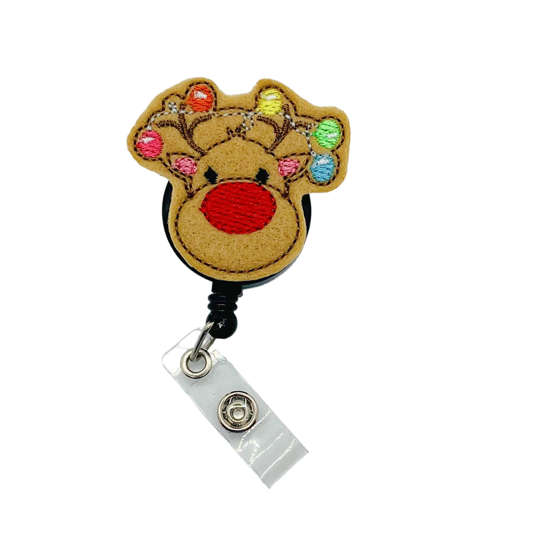 Christmas Lights Reindeer Badge Reel - Festive Holiday ID Badge Holder for Nurses, Teachers & Retail Workers - Perfect for Office, School & Healthcare Workplace Accessories