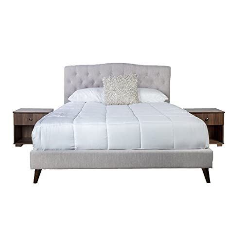 King or Queen 3-Piece Bedroom Set with Headboard, Bed Frame & 2 Nightstands - Complete Queen Size Bedroom Furniture for Master Bedroom or Guest Room
