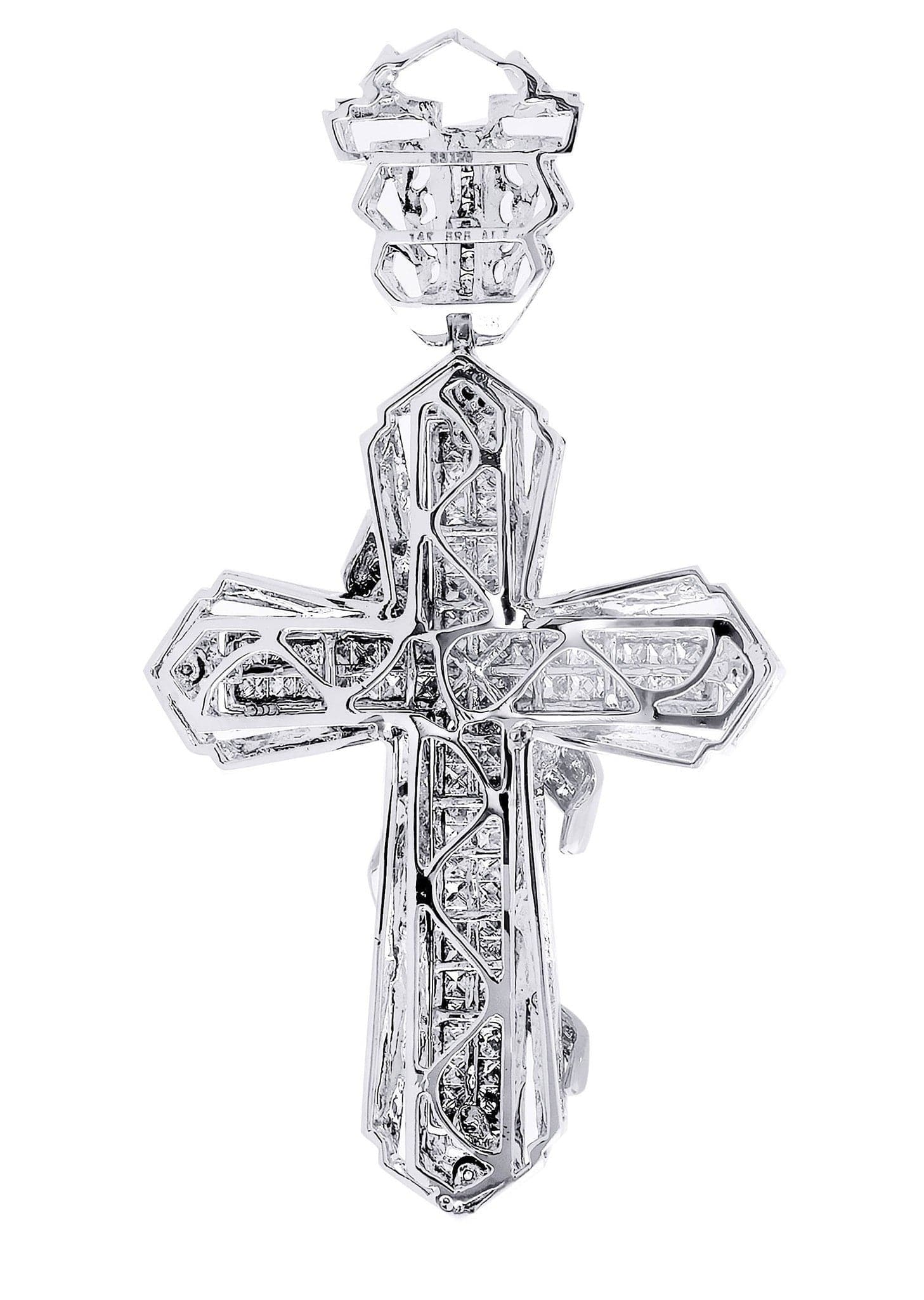 3.65 Carat Diamond Cross Pendant Necklace - 19.83 Grams Solid Gold Religious Jewelry for Women - Perfect for Baptism, First Communion & Special Occasions