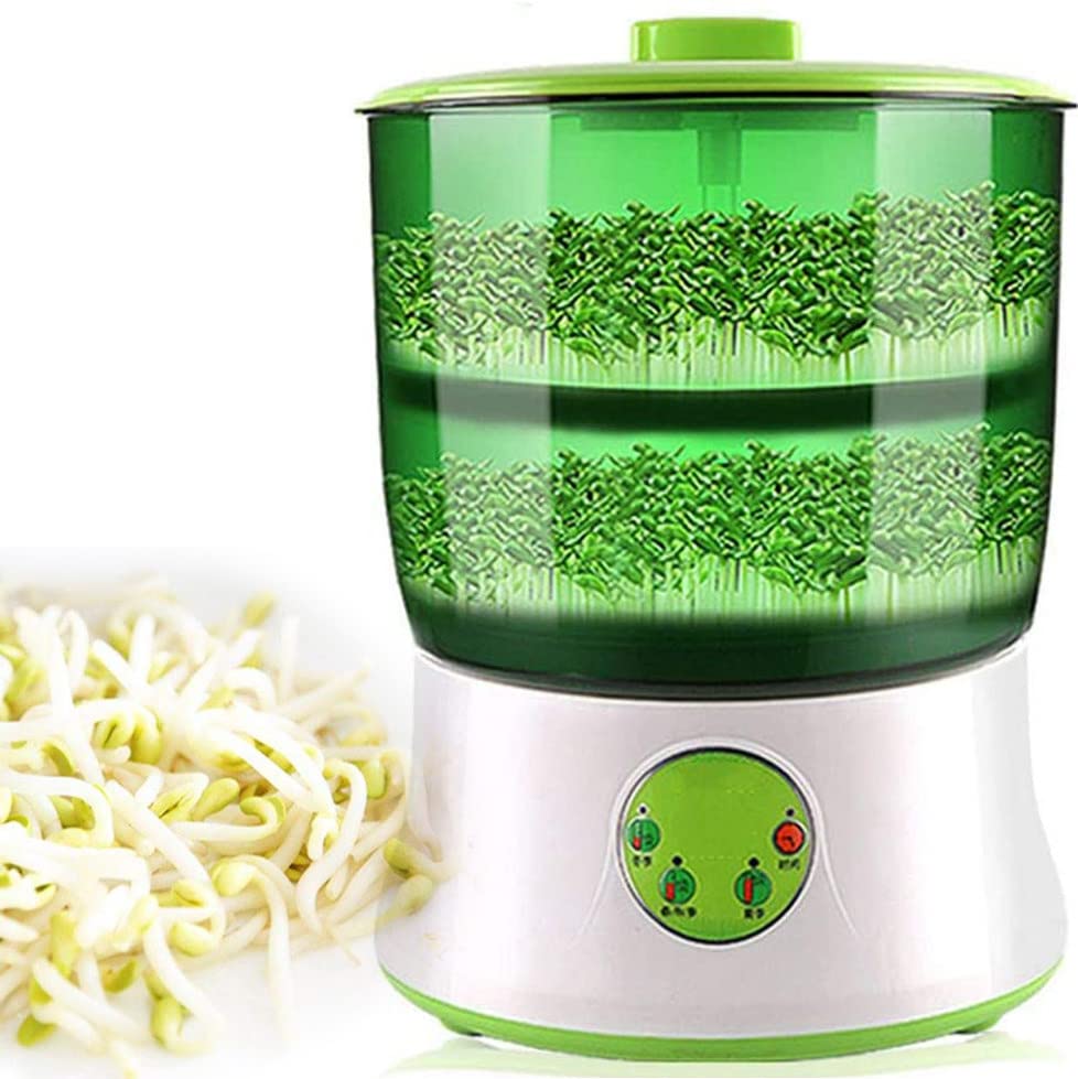Automatic Bean Sprouts Machine - Double Layer Seed Sprouter with LED Display Timer, Large Capacity for Home & Commercial Use - Perfect for Growing Alfalfa, Mung Beans, Wheatgrass & More (Healthy Sprouting & Microgreens Kit)