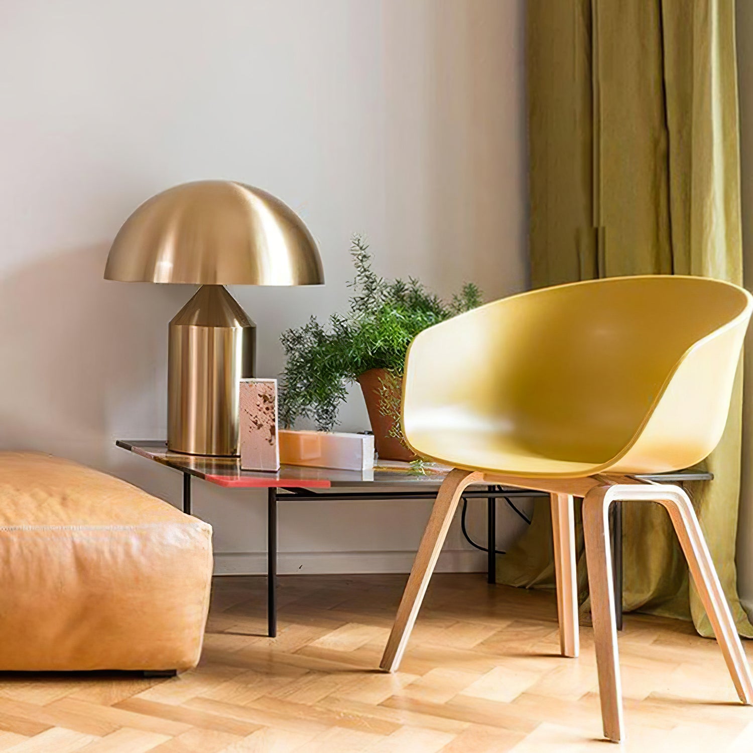 Atollo Modern Metal Table Lamp - Minimalist Design for Living Room, Bedroom, or Office Decor - Adjustable Brightness LED Lighting