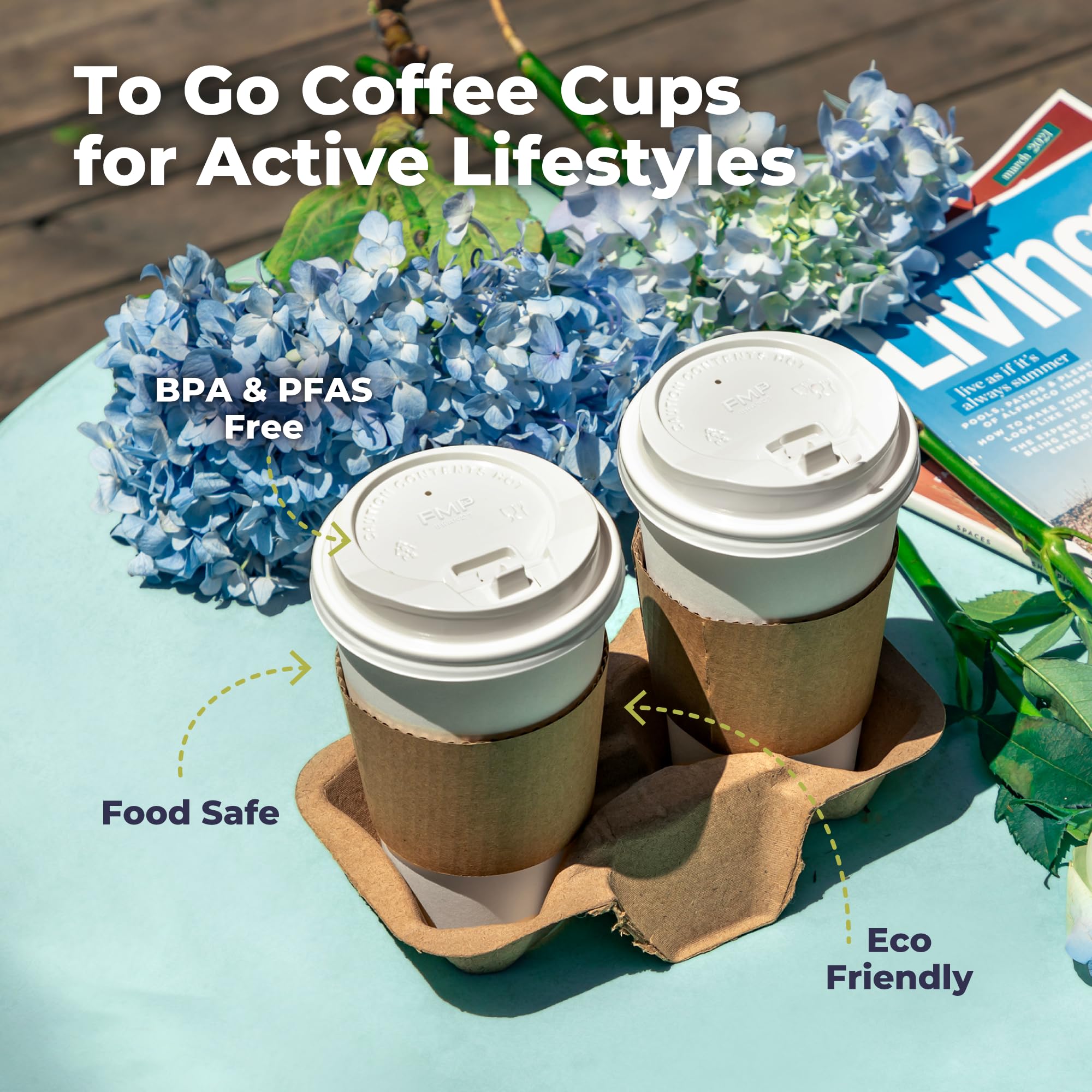 500 Pack 16 oz Disposable Coffee Cups with Lids & Sleeves - Leak-Proof To-Go Hot Paper Cups for Coffee, Tea, Hot Chocolate - Ideal for Home, Office, Cafes, Restaurants, Parties, and Business Use