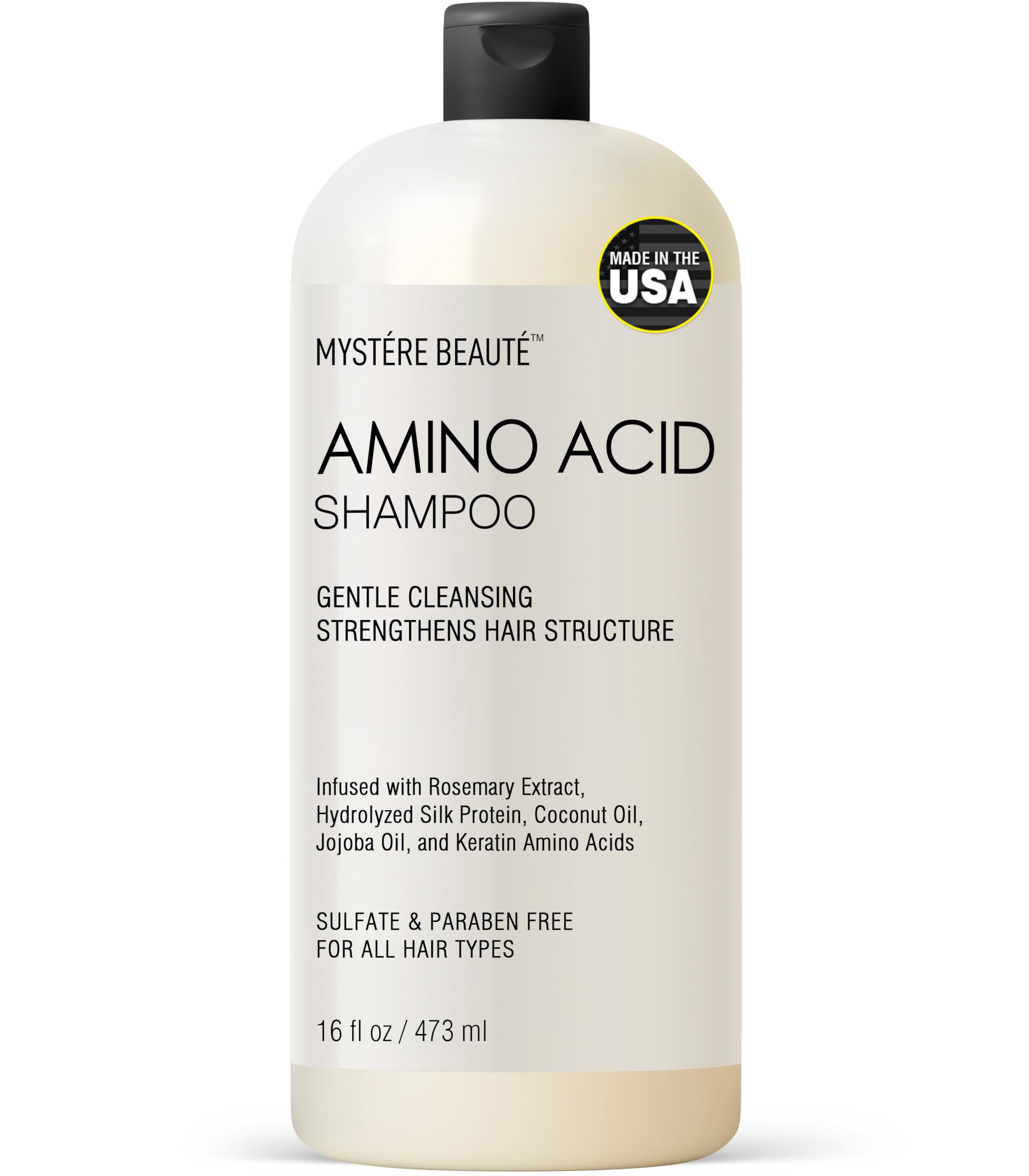 **Sulfate-Free Amino Acid Shampoo with Rosemary Extract & Jojoba Oil – Keratin & Protein Shampoo for Dry, Damaged Hair – Strengthening & Hydrating Formula – 16 fl oz – Ideal for Daily Use & Hair Repair**