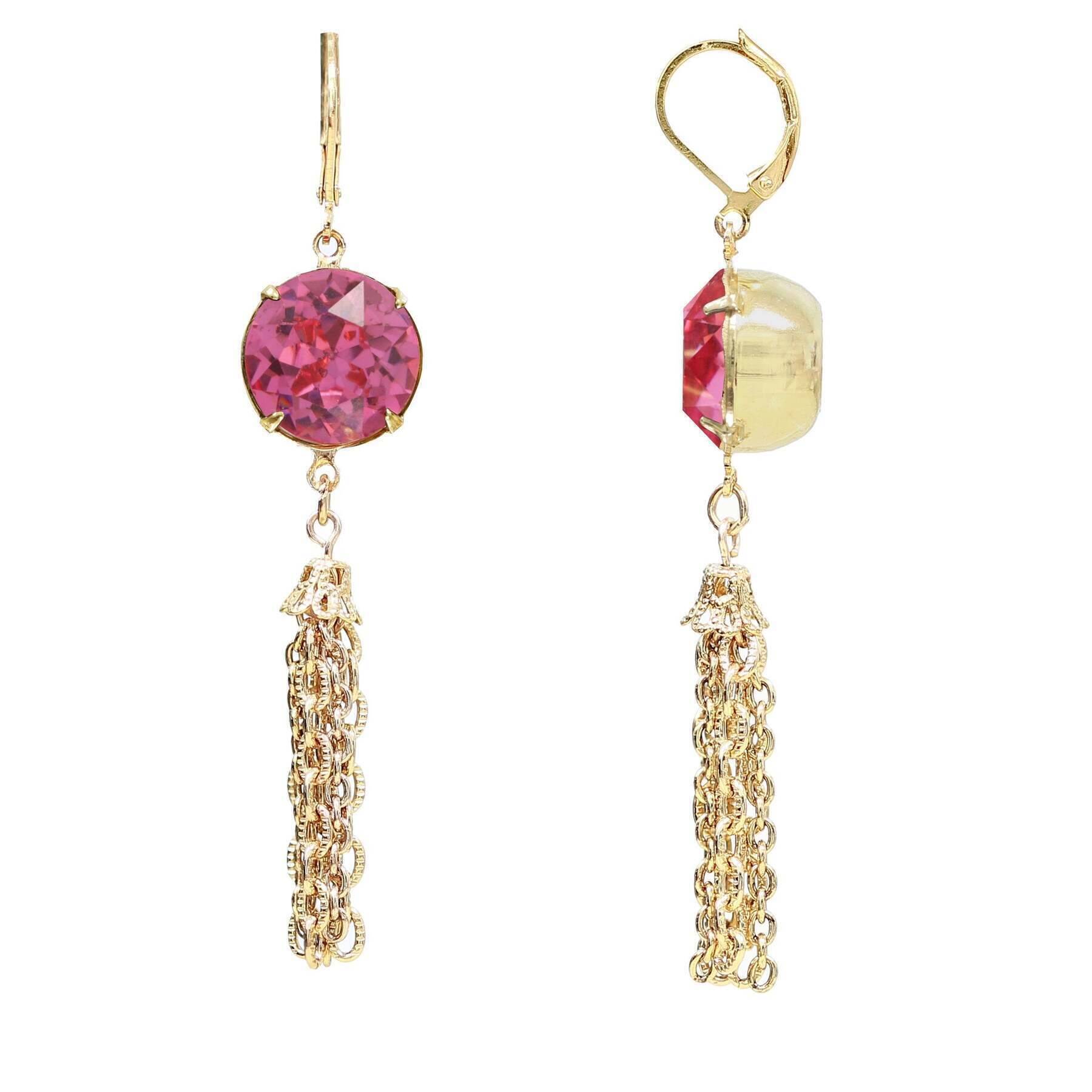 1928 Austrian Crystal Tassel Chain Earrings for Women - Elegant Dangle Drop Earrings for Party, Wedding & Evening Wear