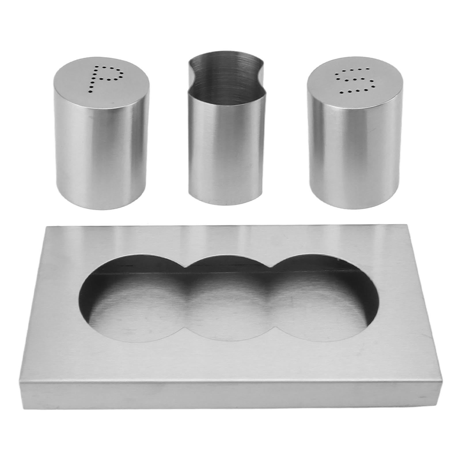 Premium Stainless Steel Salt and Pepper Shakers Set with Toothpick Holder - Kitchen Spice Dispenser & Condiment Shaker for Dining Table, Restaurant, and Home Cooking Use