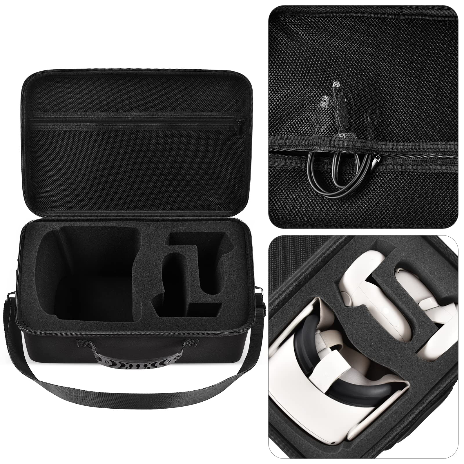 Oculus Quest 2 VR Headset Hard Carrying Case with Beats Solo3/Solo2 Headphone Storage - Durable Protective Travel Case for VR Gaming Accessories (2 Pack) - Perfect for Travel, Storage & VR Gaming Sessions