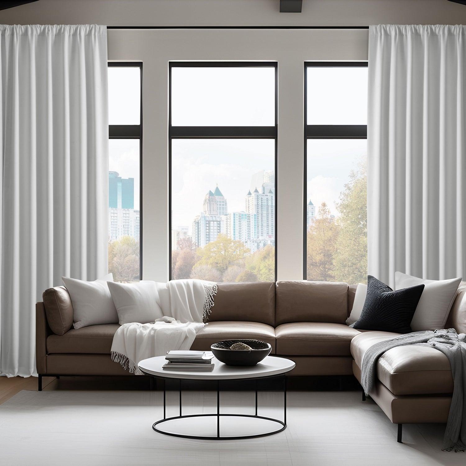 Dove White Italian Faux Linen Custom Curtains - Premium Window Treatments for Living Room, Bedroom & Dining Room - Light Filtering & Privacy Sheer Drapes