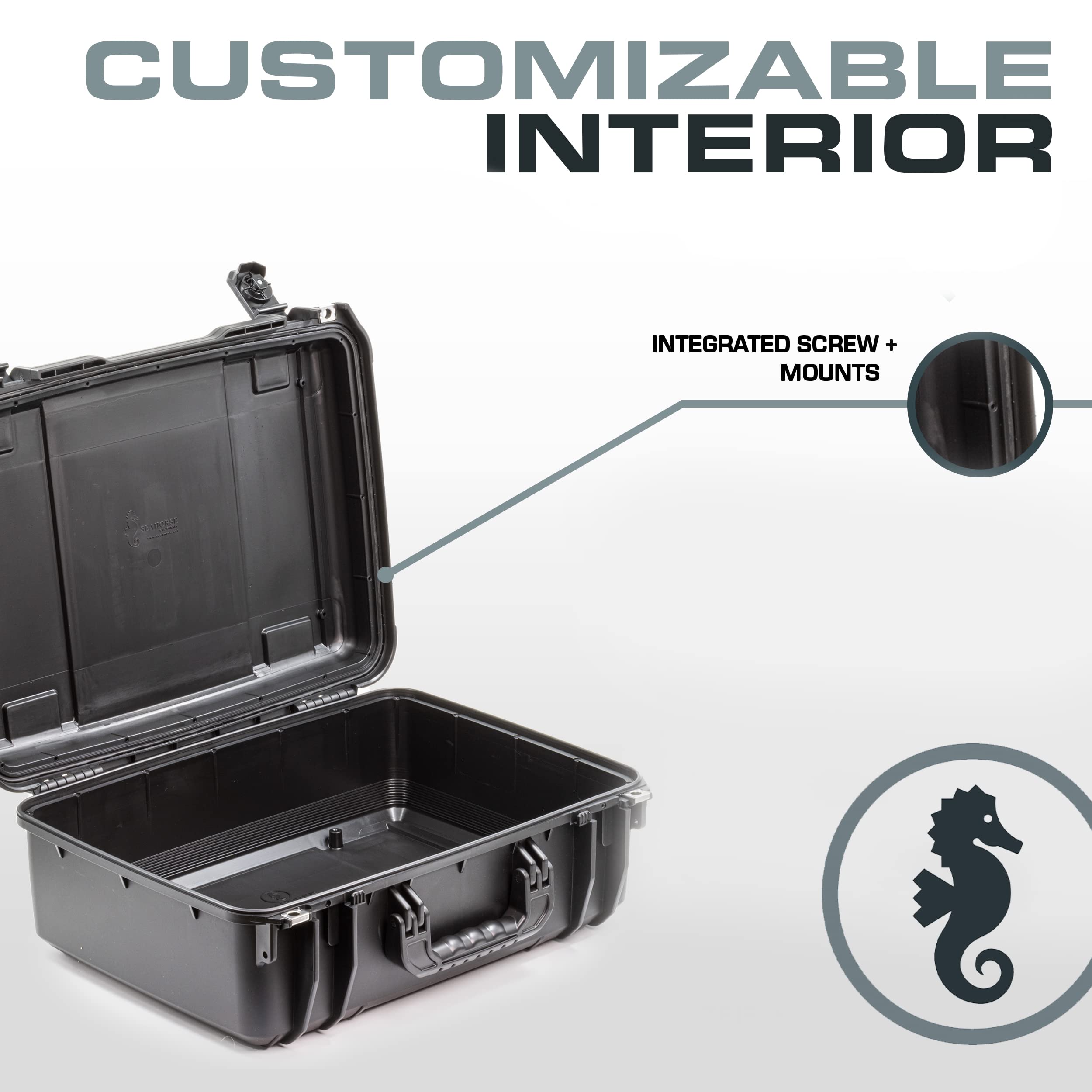 Seahorse 720 Heavy Duty Protective Dry Box Case - TSA Approved, Mil Spec, IP67 Waterproof, USA Made for Cameras, Firearms, Motorcycles, Laptops, Consoles, VR, Drones - Perfect for Outdoor Adventures, Travel, and Equipment Storage