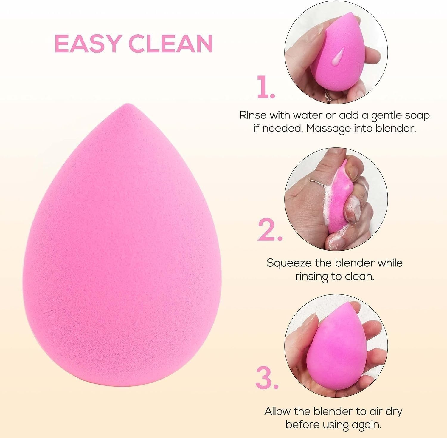Beautiflame 4-Piece Makeup Sponge Set for Dry & Wet Application - Perfect for Foundation & Concealer Blending