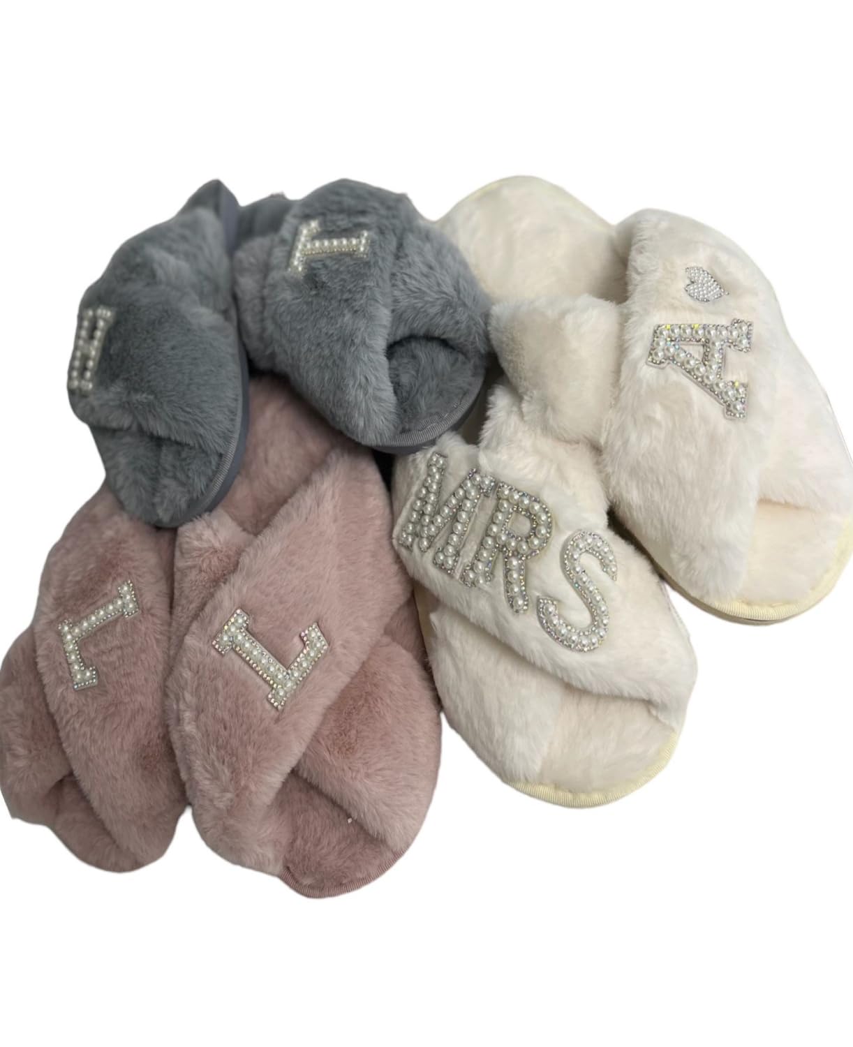 Personalized Fluffy Slippers for Women - Custom Christmas Gifts for Mom, Girlfriend & Bridesmaids - Cozy Bridal Party Slippers with Gift Box - Perfect for Holidays, Weddings & Relaxing at Home
