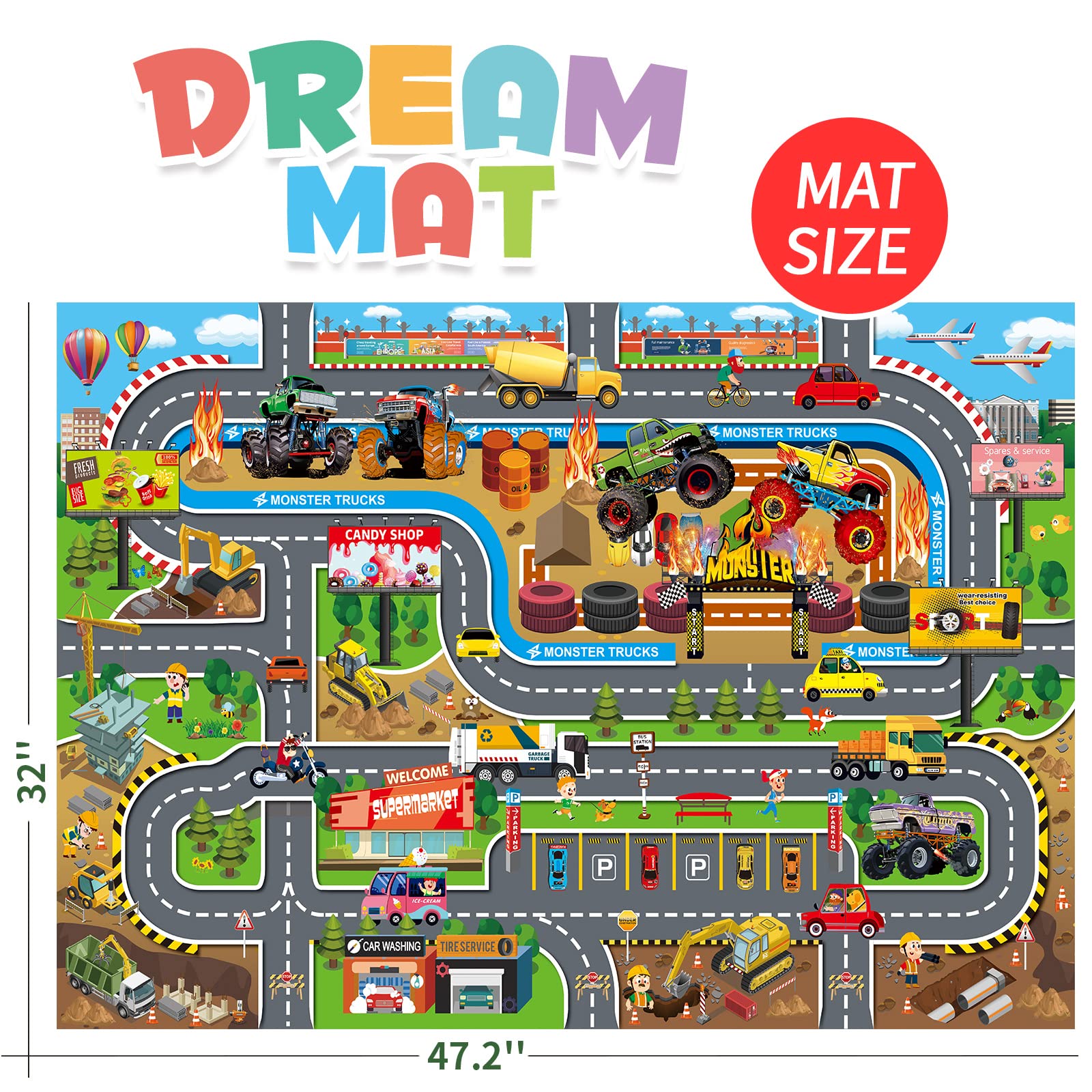Oriate Kids Jurassic Dinosaur Play Mat - Interactive Pretend Play Rug for Dino Toys, Educational Floor Mat for Cognitive Learning & Dinosaur Collection | Perfect for Playrooms, Preschools & Parent-Child Bonding Activities