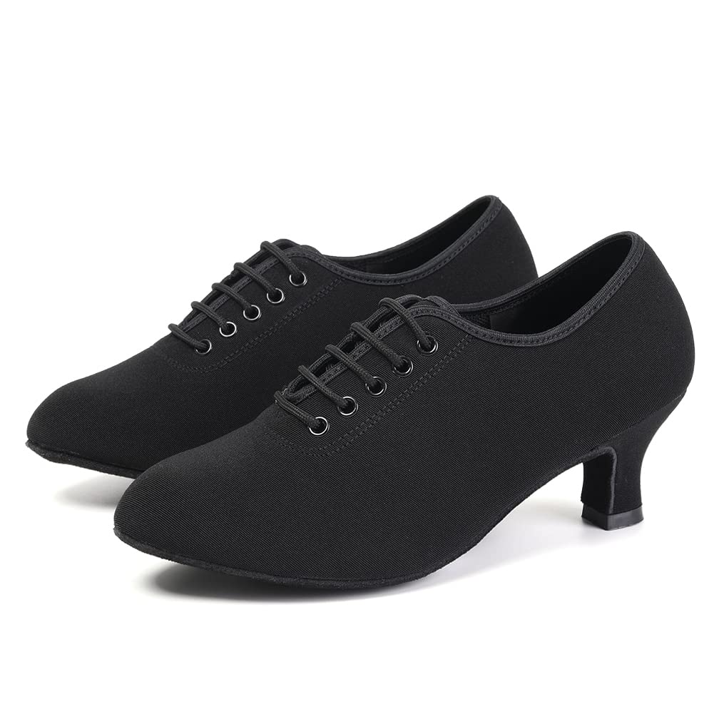 DKZSYIM Women's Lace-up Ballroom Dance Shoes - Closed Toe Latin Modern Salsa Practice & Teaching Shoes Model ZYX305 for Professional Dance Performances