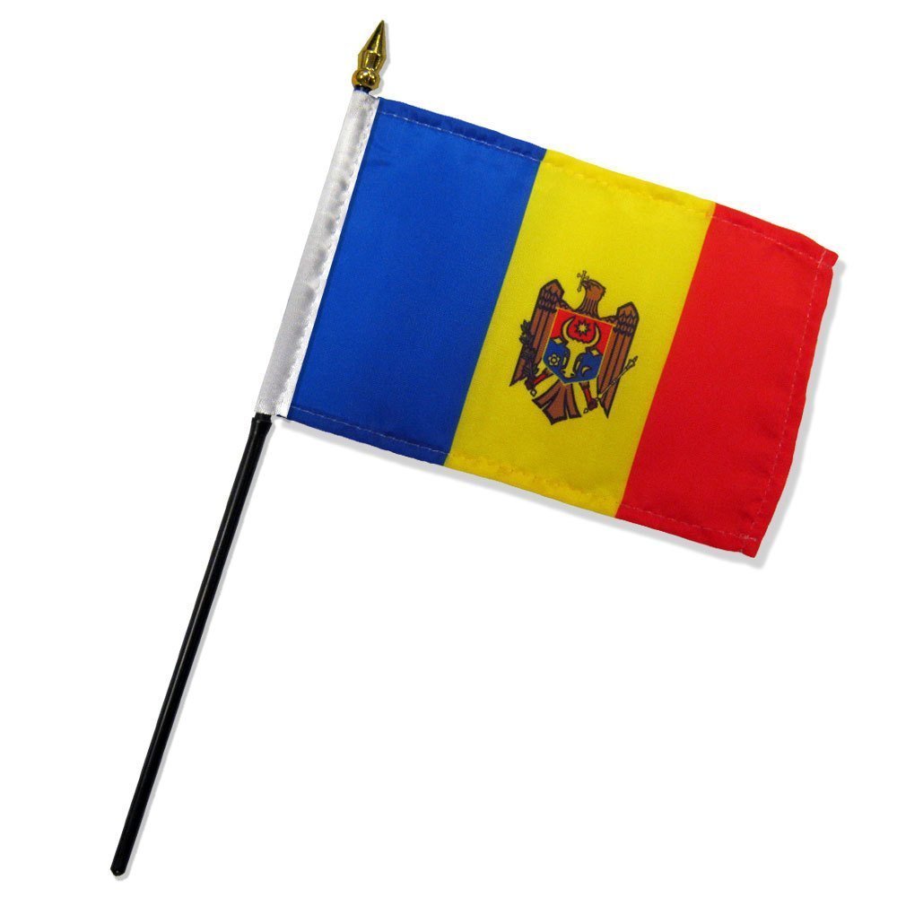 Moldova 4x6 Inch Mini Desk Stick Flag - No Base Included - Perfect for Office Decor, School Projects & Patriotic Displays