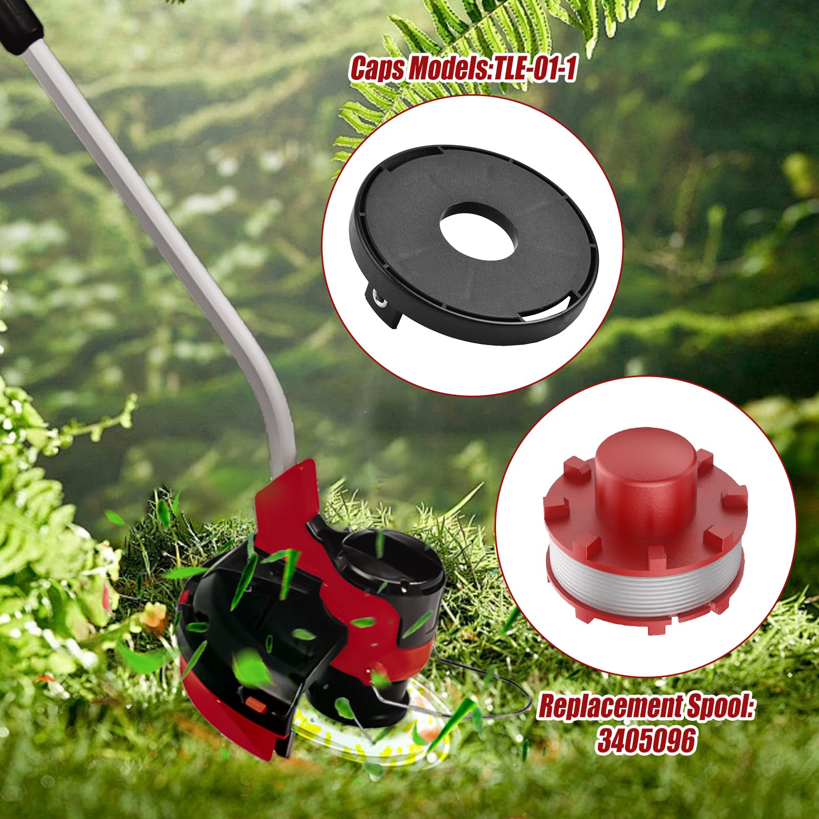 EIN HELL Replacement Trimmer Line Spools for GE-CT 36/30 Li E Solo, Agillo 36/255 BL, Agillo 18/200 - 2mm Diameter, 8m Long Cutting String with Cover Spring (6 Spools + 1 Cap + 1 Spring) - Perfect for Lawn Maintenance & Garden Trimming